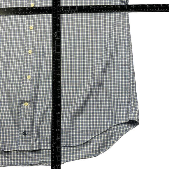 David Donahue Dress Shirt 18 34/35 Big Button Down Gingham Blue Long Sleeve - Picture 5 of 7